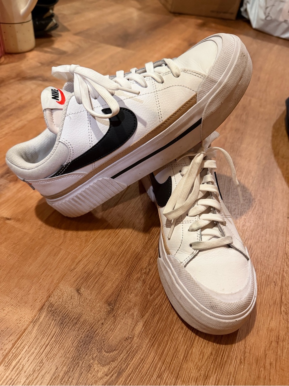 Nike Women's White & Black Platform Sneaker